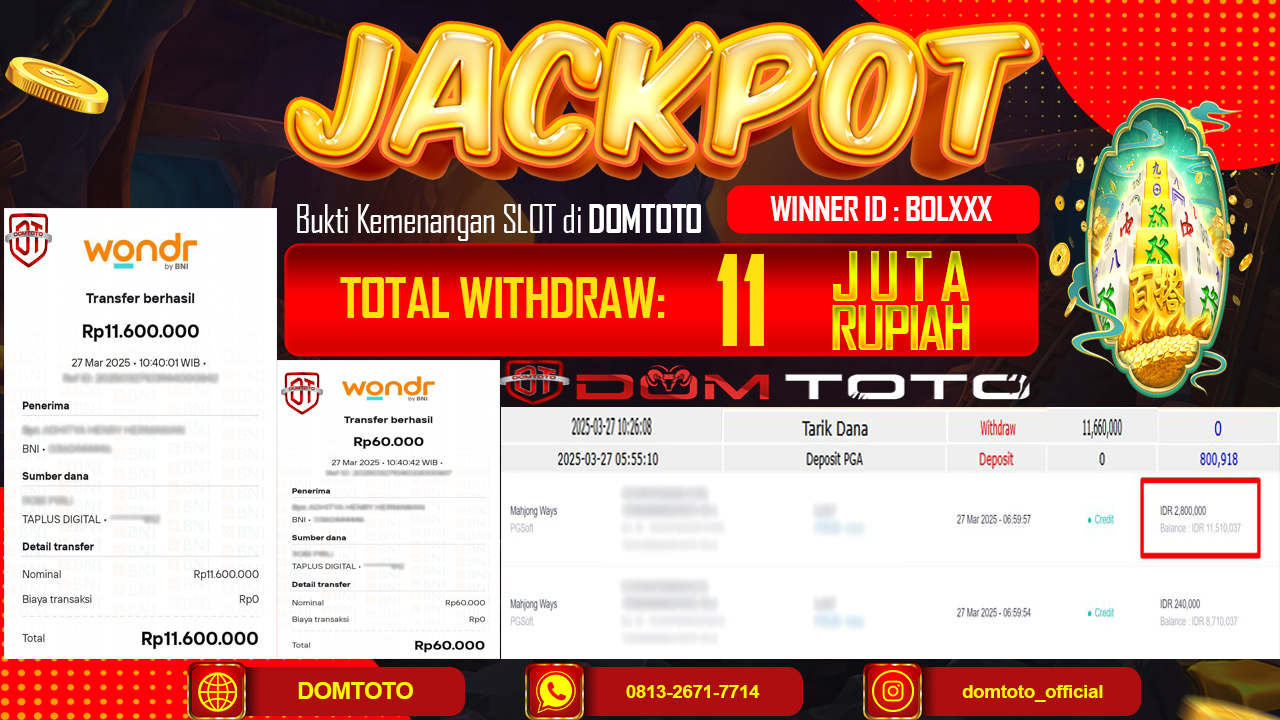 JACKPOT SLOT MAHJONG WAYS 27 MARET 2025
